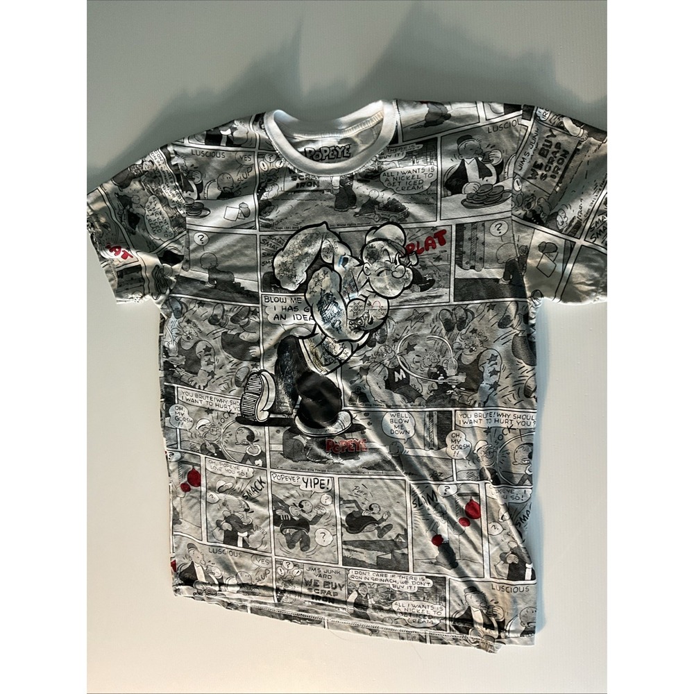 RARE POPEYE  THE SAYLOR MAN ALL OVER COMIC TEE SHIRT SIZE Large